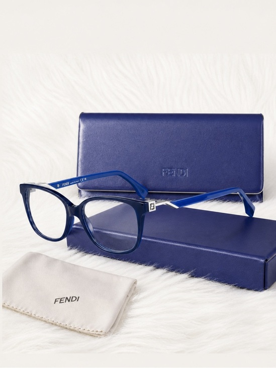 Fendi FF 0232 PJP Eyeglasses and Case | Blue Frame Made in Italy | Authenticated